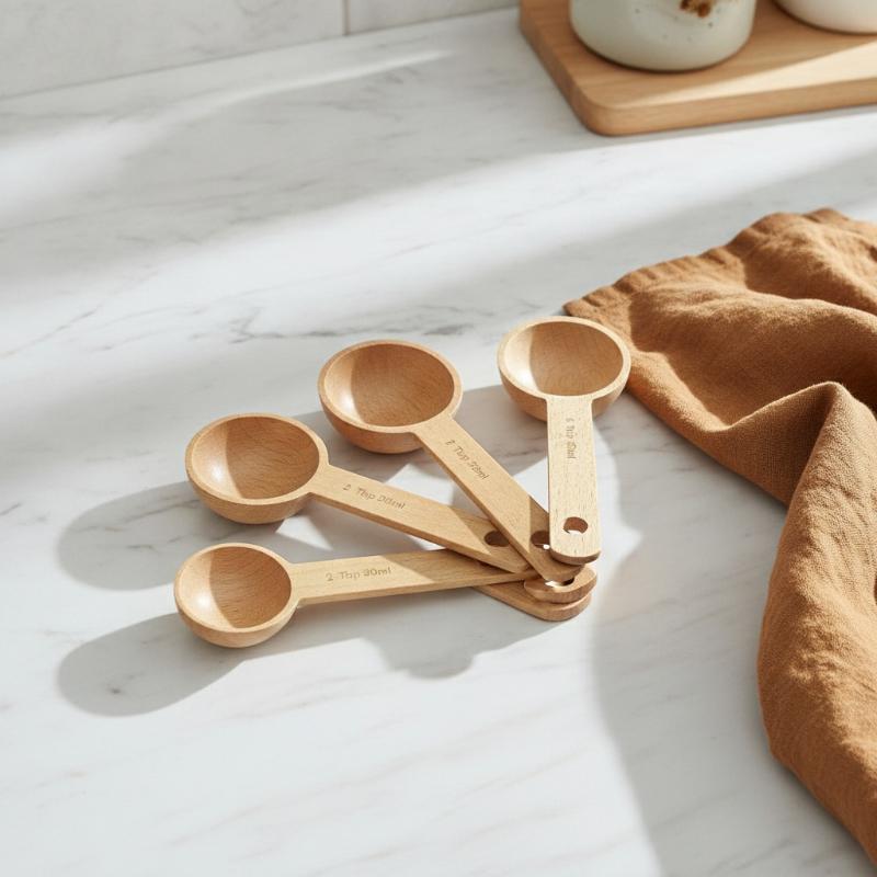 Kitchen Gadgets For Chefs - Houten maatschepje 7,5-45ML, draagbaar, beuken/walnoot, milieuvriendelijk