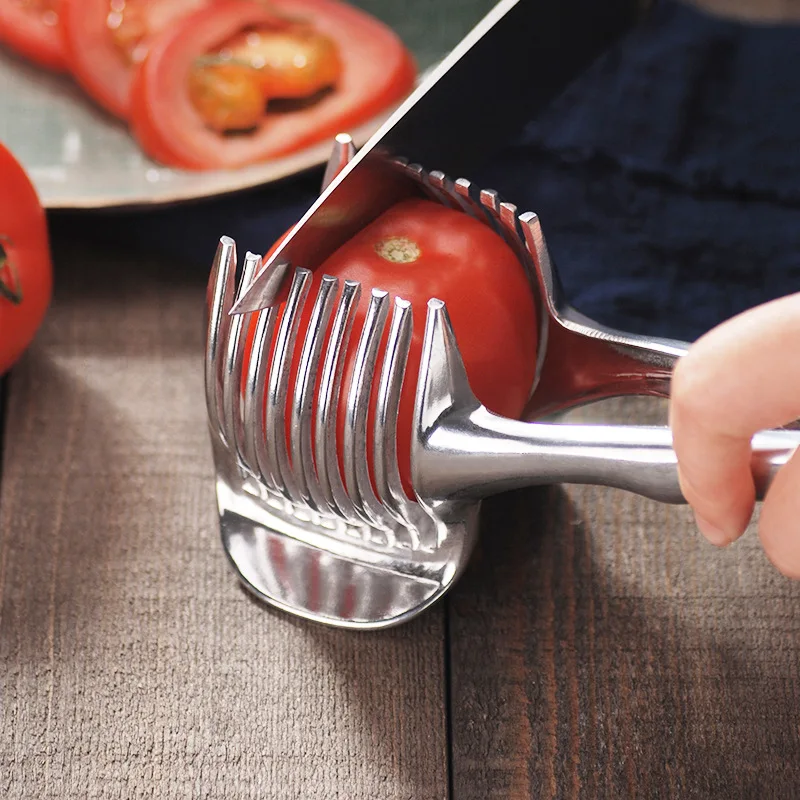Kitchen Gadgets Hacks - Roestvrijstalen keuken Handheld Oranje Citroensnijder Tomaat
