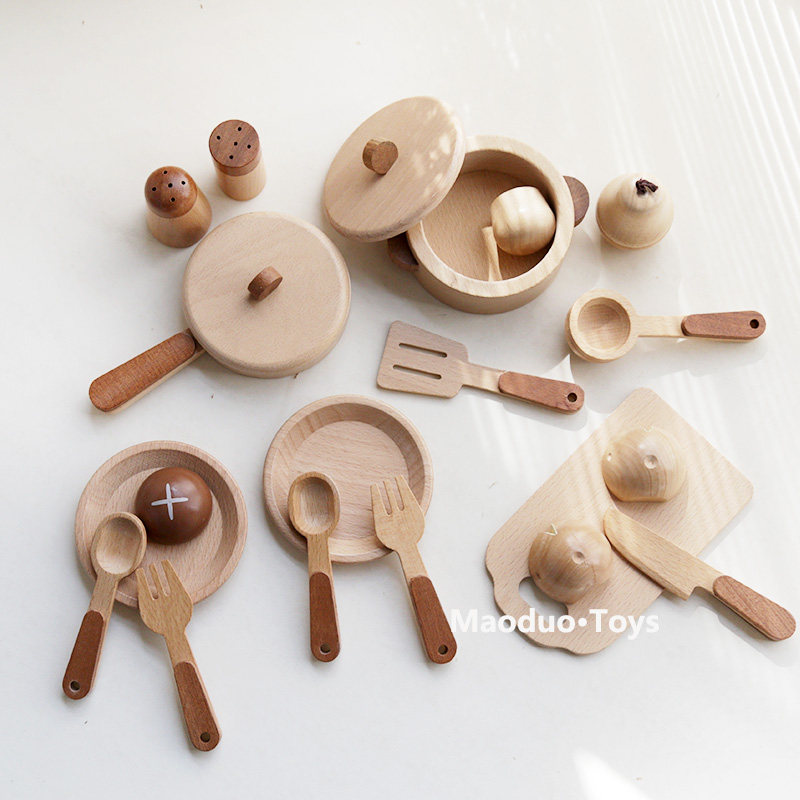 Kitchen Gadgets Kids - Maoduo Toys Beukenhouten Kinderkeuken Speelset Kookgerei