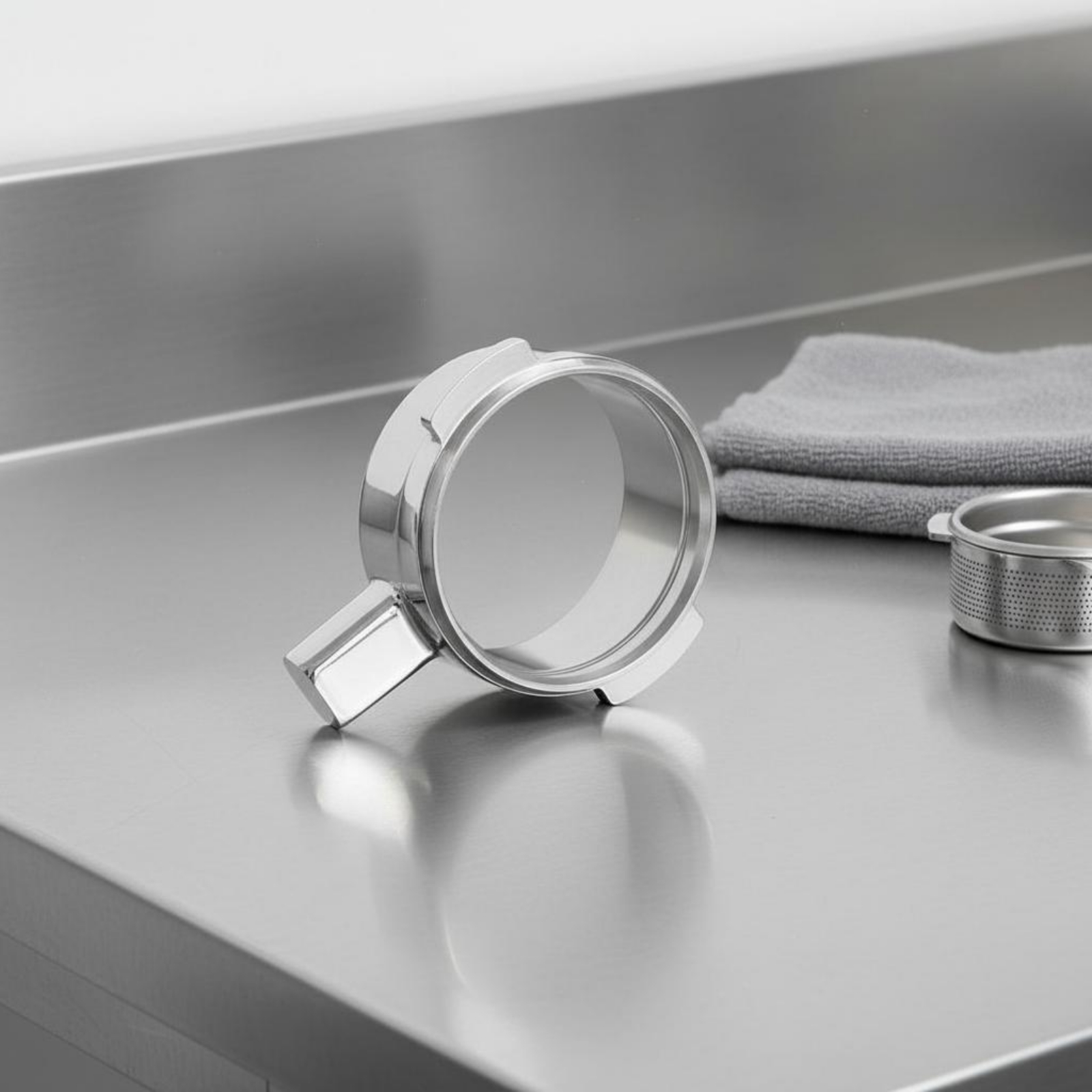 Stainless Steel Strainer - Bodemloze portafilterkop Fijn gepolijste, onbedekte portafilterkop